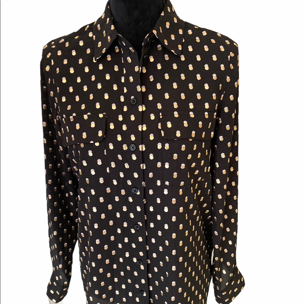 WhoWhatWear Black Print Blouse.